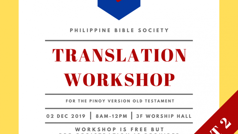 Translation Workshop for the Pinoy Version Old Testament Part 2